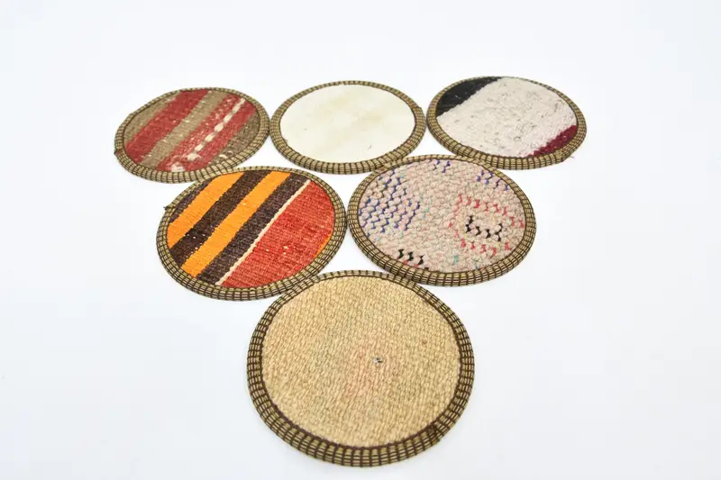 Posavasos redondos bohemios, almohadillas antideslizantes marrones y rojas