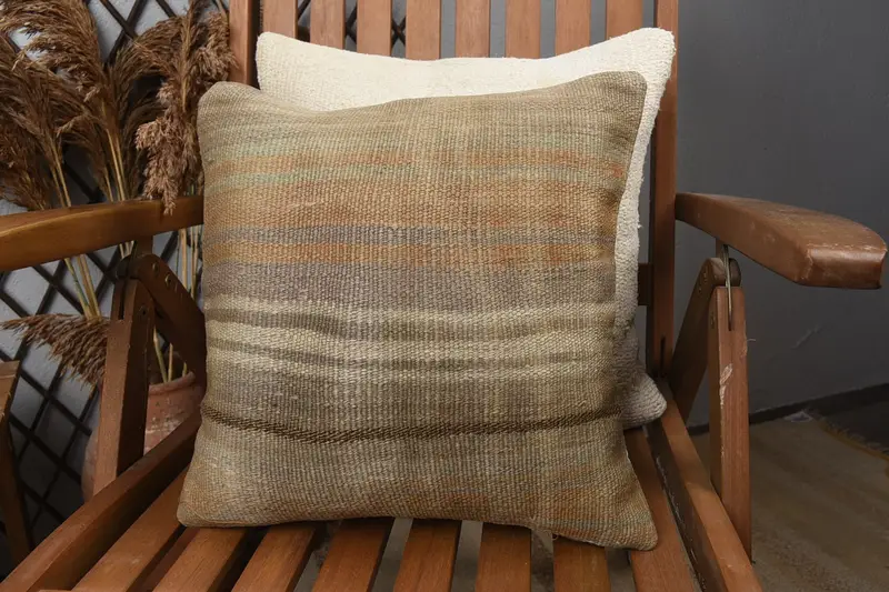 14x14 Beige Cushion, Turkish Kilim Pillow, Vintage Kilim Throw Pillow, Wholesale Cushion, Pillow Case, Turkish Pillow, Couch Pillow Cover - 3