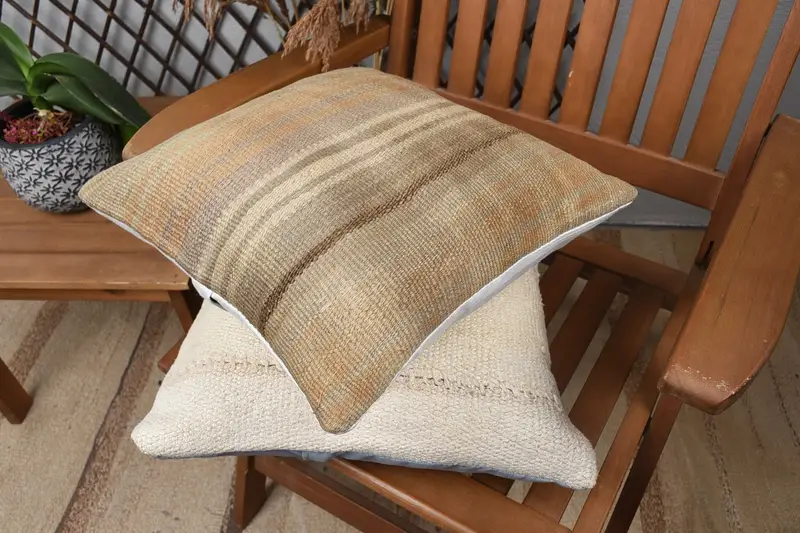 14x14 Beige Cushion, Turkish Kilim Pillow, Vintage Kilim Throw Pillow, Wholesale Cushion, Pillow Case, Turkish Pillow, Couch Pillow Cover - 4