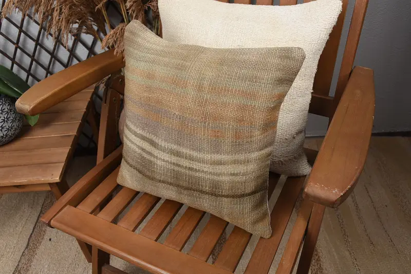 14x14 Beige Cushion, Turkish Kilim Pillow, Vintage Kilim Throw Pillow, Wholesale Cushion, Pillow Case, Turkish Pillow, Couch Pillow Cover - 5