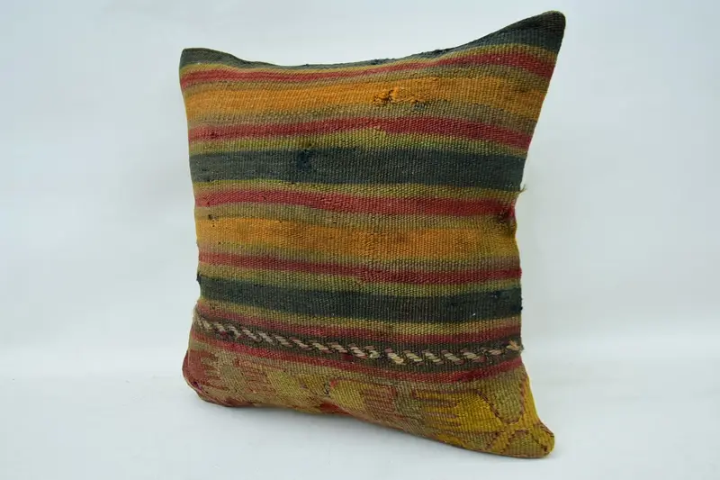 Custom Pillow Sham, Outdoor Cushion Cover, Kilim Pillow Cover, Pillow Cover, 14x14 Orange Pillow Cover, Home Decor Pillow, Vintage Pillow - 3