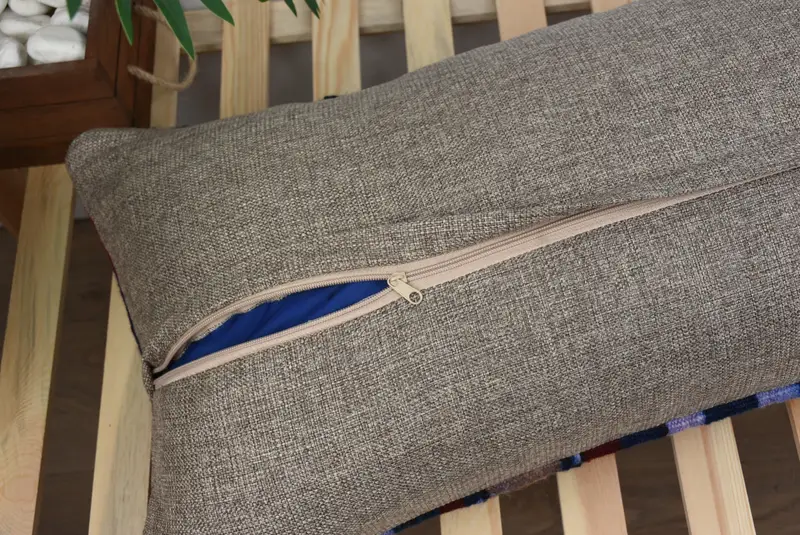 Kilim Pillow Cover, Vintage Kilim Throw Pillow, Lounge Throw Cushion Cover, Cushion Case, Kilim Pillow, 16x48 Blue Cushion Cover - 8