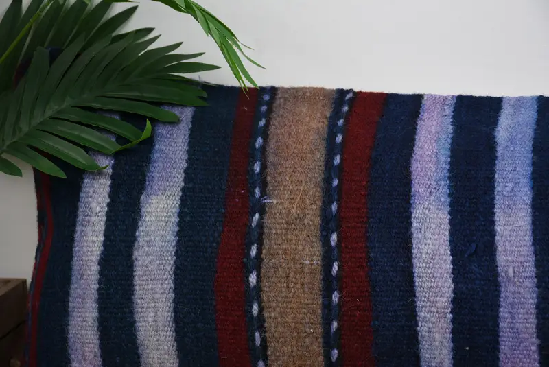 Kilim Pillow Cover, Vintage Kilim Throw Pillow, Lounge Throw Cushion Cover, Cushion Case, Kilim Pillow, 16x48 Blue Cushion Cover - 2