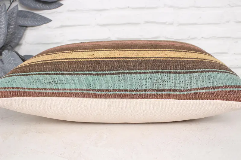 Ethnical Kilim Rug Pillow, Custom Pillow Sham, Gift Pillow, 16x24 Yellow Pillow Sham, Pattern Throw Pillow Sham, Kilim Cushion Sham, Cushion Case - 5