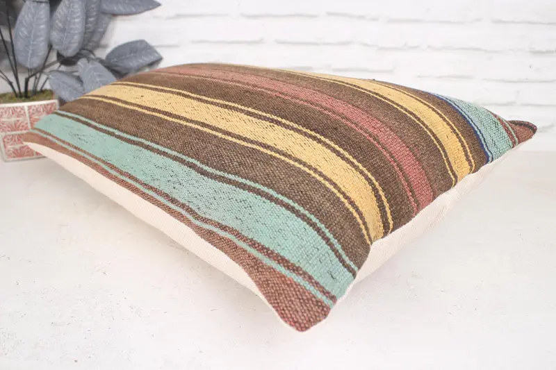 Ethnical Kilim Rug Pillow, Custom Pillow Sham, Gift Pillow, 16x24 Yellow Pillow Sham, Pattern Throw Pillow Sham, Kilim Cushion Sham, Cushion Case - 6