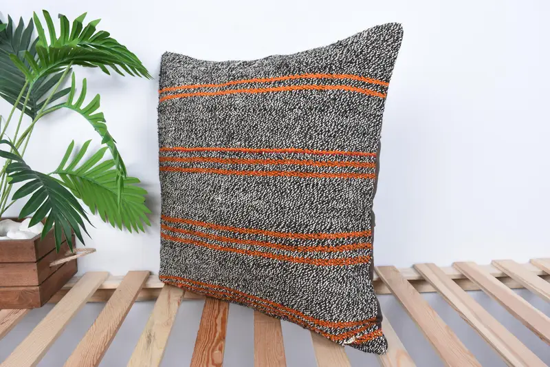 Kilim Pillow, Pillow Cover, Vintage Kilim Throw Pillow, Pet Cushion Case, Throw Kilim Pillow, 20x20 Brown Pillow Sham - 5