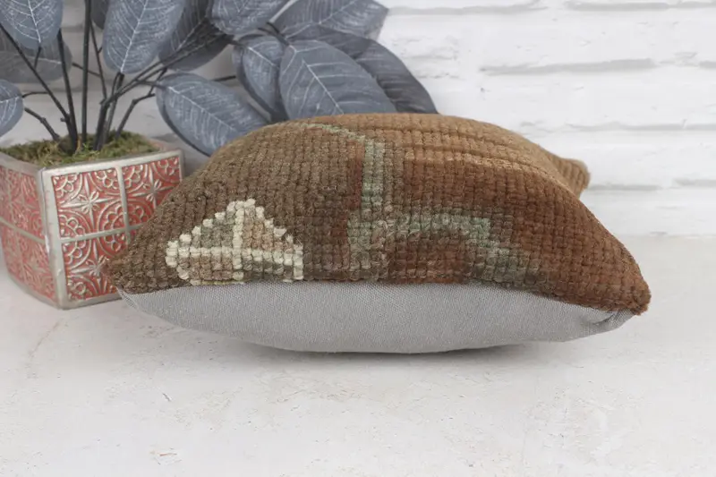 Neutral Pillow Sham, Custom Pillow Case, Pillow for Couch, Pillow Cover, Kilim Pillow Cover, Turkish Pillow, 12x12 Brown Cushion Case - 5