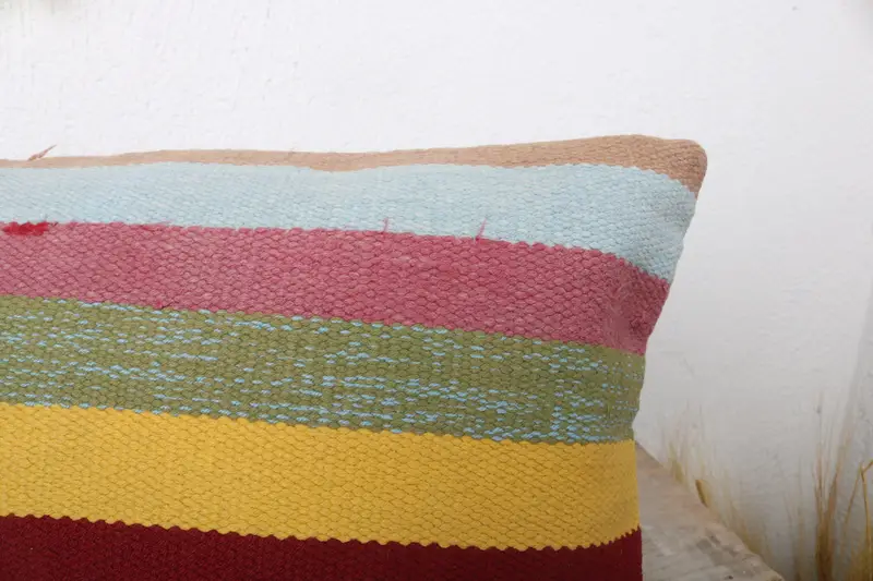 Vintage Kilim Throw Pillow, Home Decor Pillow, 12x24 Rainbow Cushion Case, Ethnical Kilim Rug Pillow, Retro Cushion, Pillow Sham - 5