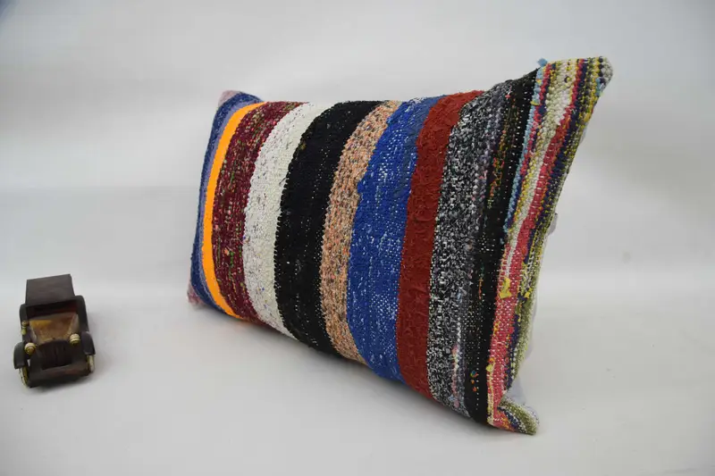 Vintage Kilim Throw Pillow, Gift Pillow, Cushion, Outdoor Patio Pillow Case, Kilim Rug Pillow, 16x24 Blue Cushion Case, Home Decor Pillow - 5