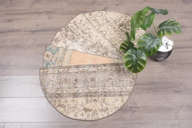 Rutschfeste halbrunde Kelim-Fußmatte aus Wolle, 18 x 30 Zoll handgefertigter Teppich