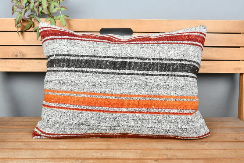 Kilim Pillow, Kilim Cushion Sham, 20x28 White Cushion Case, Cushion, Vintage Kilim Throw Pillow, Outdoor Throw Pillow Cover, Bright Pillow Case - 6