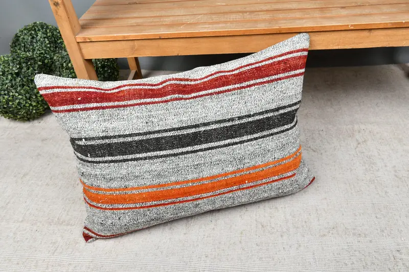 Kilim Pillow, Kilim Cushion Sham, 20x28 White Cushion Case, Cushion, Vintage Kilim Throw Pillow, Outdoor Throw Pillow Cover, Bright Pillow Case - 7
