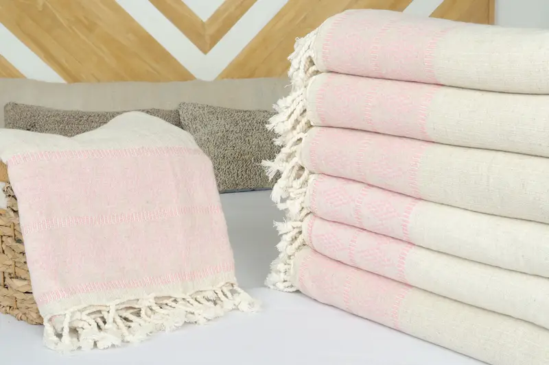 Bridal Shower Gifts, Throw Blanket, Wedding Favors, Christmas Tablecloth, 100x88 Linen Kilim Design Towel, Organic Beach Blanket, Custom Blanket - 4