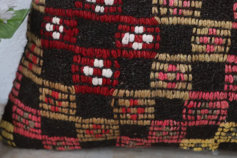 Throw Kilim Pillow, Traditional Cushion Case, Pillow for Couch, Antique Pillows, 16x16 Red Pillow Sham, Oriental Cushion Cover, Cushion Case - 3