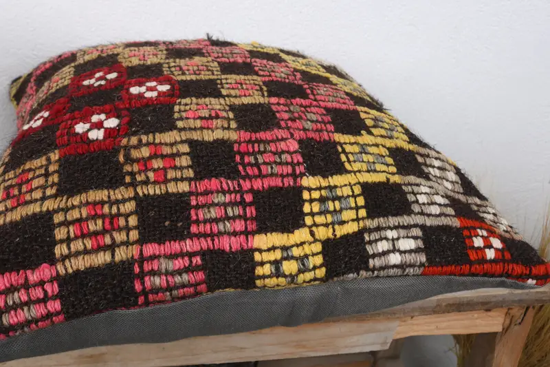 Throw Kilim Pillow, Traditional Cushion Case, Pillow for Couch, Antique Pillows, 16x16 Red Pillow Sham, Oriental Cushion Cover, Cushion Case - 6