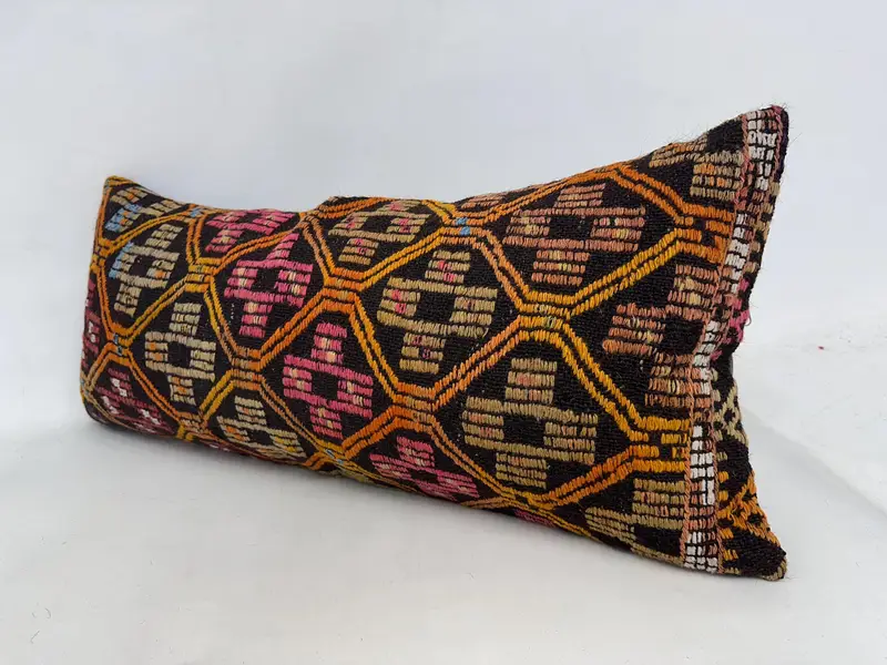 Throw Kilim Pillow, Sofa Pillow, Cushion Cover, Antique Pillows, Handmade Cushion Cover, 16x36 Orange Pillow Sham, Pillow for Sofa, Bright Pillow - 4
