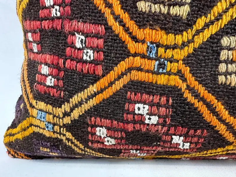 Throw Kilim Pillow, Sofa Pillow, Cushion Cover, Antique Pillows, Handmade Cushion Cover, 16x36 Orange Pillow Sham, Pillow for Sofa, Bright Pillow - 2