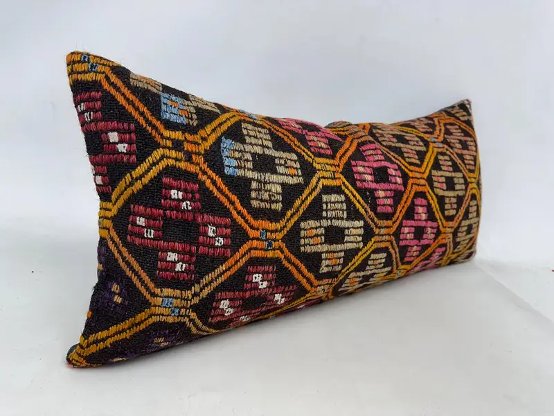 Throw Kilim Pillow, Sofa Pillow, Cushion Cover, Antique Pillows, Handmade Cushion Cover, 16x36 Orange Pillow Sham, Pillow for Sofa, Bright Pillow - 3