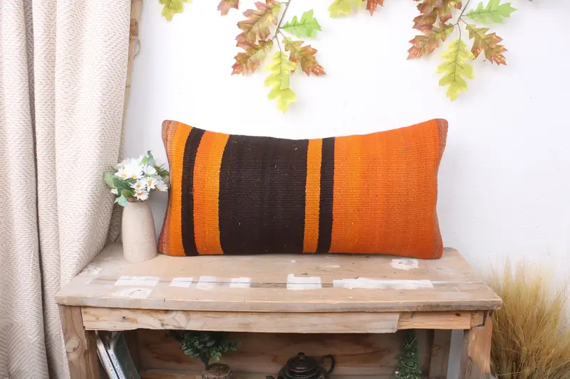 Gift Pillow, Pillow for Couch, Patio Pillow Case, Pattern Throw Pillow Sham, Cushion Case, 12x24 Orange Pillow Sham, Antique Pillows - 1