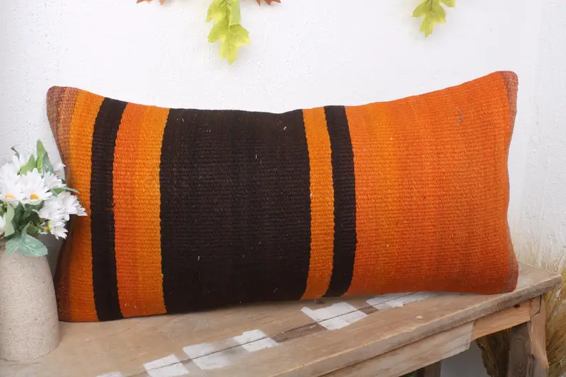 Gift Pillow, Pillow for Couch, Patio Pillow Case, Pattern Throw Pillow Sham, Cushion Case, 12x24 Orange Pillow Sham, Antique Pillows - 4