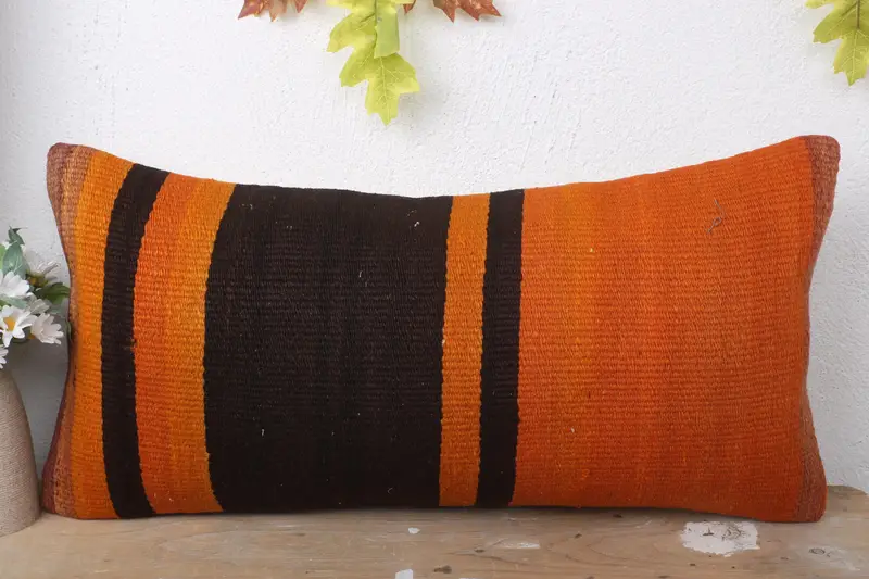Gift Pillow, Pillow for Couch, Patio Pillow Case, Pattern Throw Pillow Sham, Cushion Case, 12x24 Orange Pillow Sham, Antique Pillows - 2