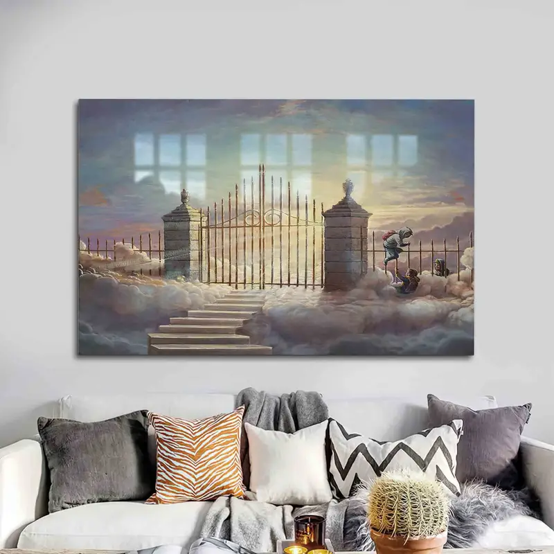 Pearly Gates Children Banksy Boy Printed Glass - Modern Elegance