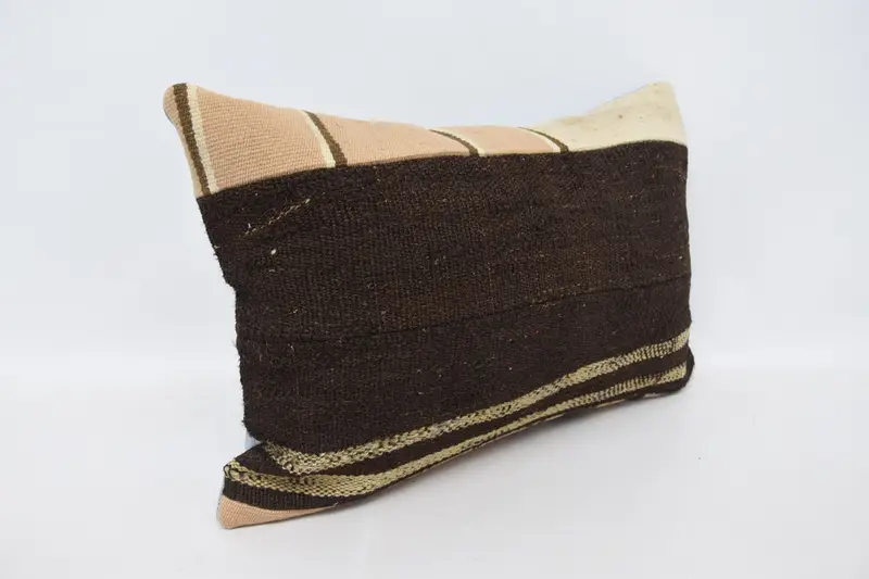 Cushion, Vintage Kilim Pillow, Turkish Pillow, Interior Designer Pillow, Vintage Kilim Pillow Cushion Cover, 16x24 Brown Cushion Cover - 3