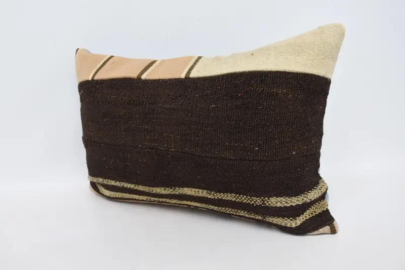 Cushion, Vintage Kilim Pillow, Turkish Pillow, Interior Designer Pillow, Vintage Kilim Pillow Cushion Cover, 16x24 Brown Cushion Cover - 4