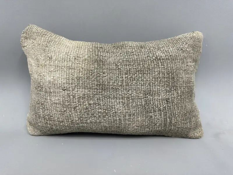 Cushion Case, Aztec Pillow Cover, 12x20 Beige Pillow Cover, Handmade Kilim Cushion, Kilim Pillow, Vintage Pillow, Natural Cushion - 4