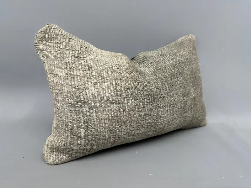 Cushion Case, Aztec Pillow Cover, 12x20 Beige Pillow Cover, Handmade Kilim Cushion, Kilim Pillow, Vintage Pillow, Natural Cushion - 2