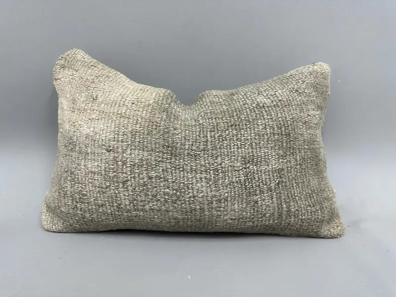 Cushion Case, Aztec Pillow Cover, 12x20 Beige Pillow Cover, Handmade Kilim Cushion, Kilim Pillow, Vintage Pillow, Natural Cushion - 1