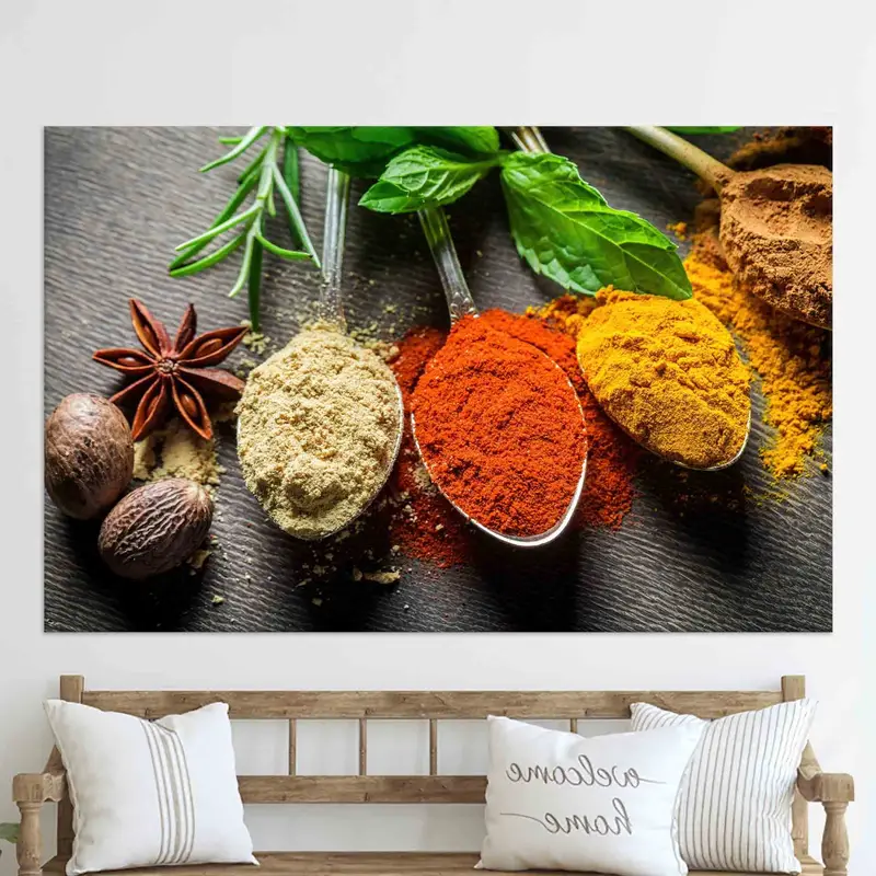 Trendy Colorful Canvas: Indian Spices for Kitchen & Dining Room