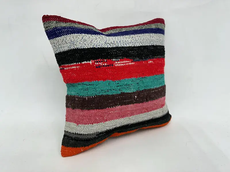 18x18 Green Cushion Cover, Home Decor Pillow, Vintage Kilim Throw Pillow, Throw Kilim Pillow, Pillow, Kilim Rug Pillow Cover - 3