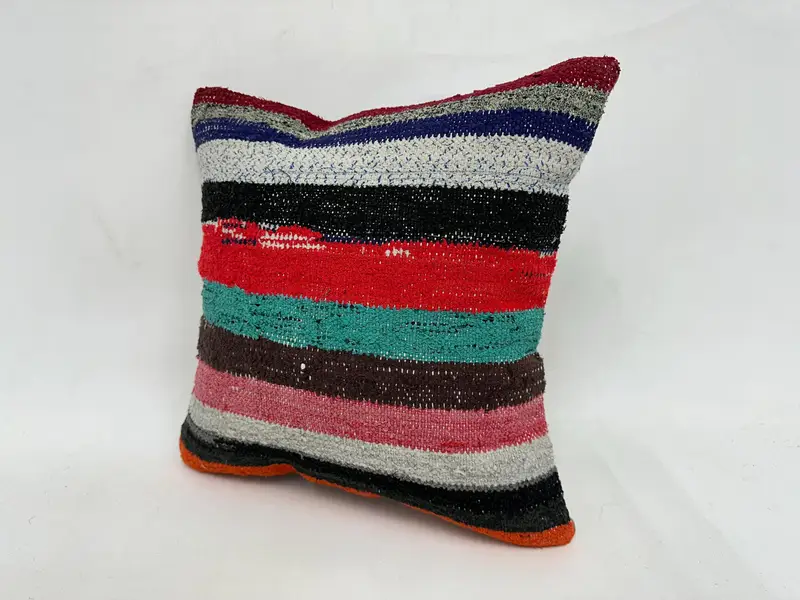 18x18 Green Cushion Cover, Home Decor Pillow, Vintage Kilim Throw Pillow, Throw Kilim Pillow, Pillow, Kilim Rug Pillow Cover - 4