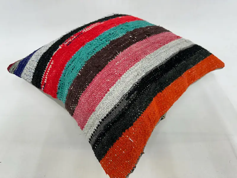 18x18 Green Cushion Cover, Home Decor Pillow, Vintage Kilim Throw Pillow, Throw Kilim Pillow, Pillow, Kilim Rug Pillow Cover - 6