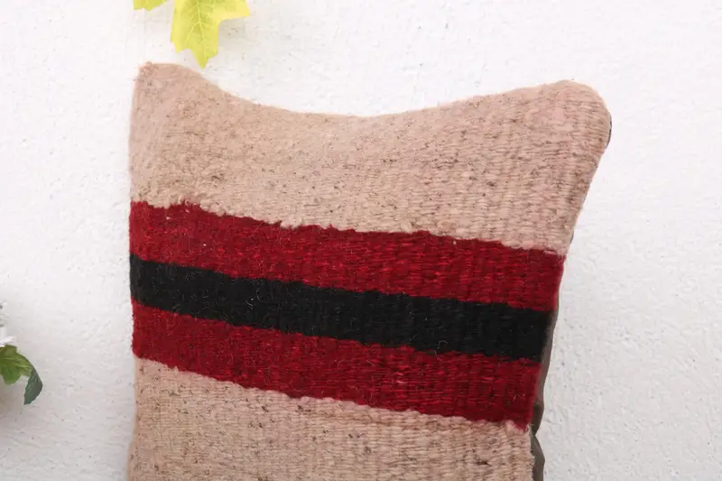 Vintage Kilim Pillow, Pillow for Couch, Muted Cushion, Pillow Sham, Pillow for Sofa, 12x12 Red Pillow Sham, Natural Cushion - 5