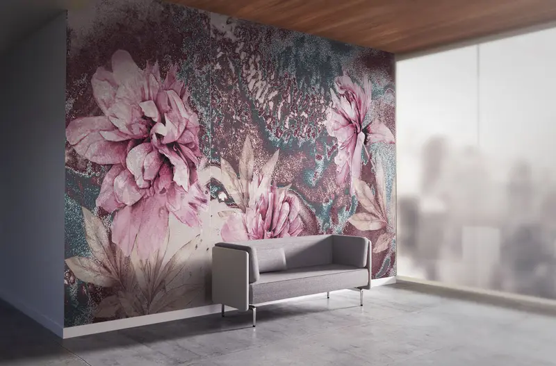 Flower Wall Painting,3d Wall Paper,Paper Wall Art ,Pink Wall Painting,Bright Wall Paper,Pink Peony Wall Print,Botanical Wall Mural, - 3