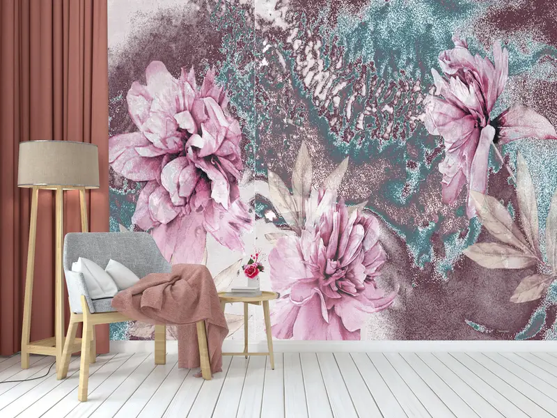 Flower Wall Painting,3d Wall Paper,Paper Wall Art ,Pink Wall Painting,Bright Wall Paper,Pink Peony Wall Print,Botanical Wall Mural, - 10