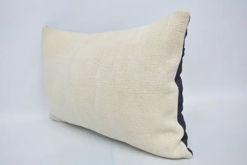 Interior Designer Pillow, Decorative Bolster Pillow Case, Ottoman Pillow, Kilim Pillow, Pillow, Handmade Kilim Cushion, 16x24 White Cushion - 4