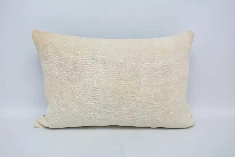 Interior Designer Pillow, Decorative Bolster Pillow Case, Ottoman Pillow, Kilim Pillow, Pillow, Handmade Kilim Cushion, 16x24 White Cushion - 1