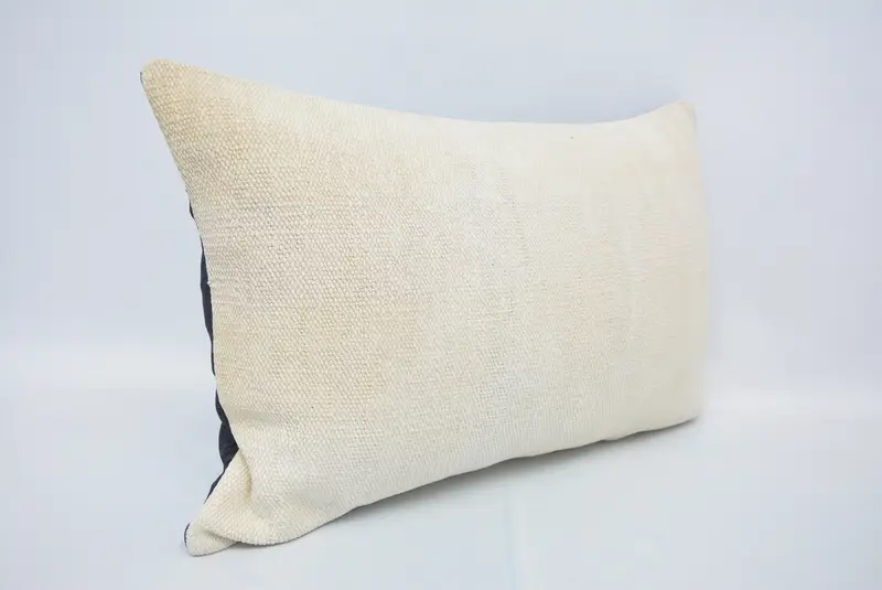 Interior Designer Pillow, Decorative Bolster Pillow Case, Ottoman Pillow, Kilim Pillow, Pillow, Handmade Kilim Cushion, 16x24 White Cushion - 3