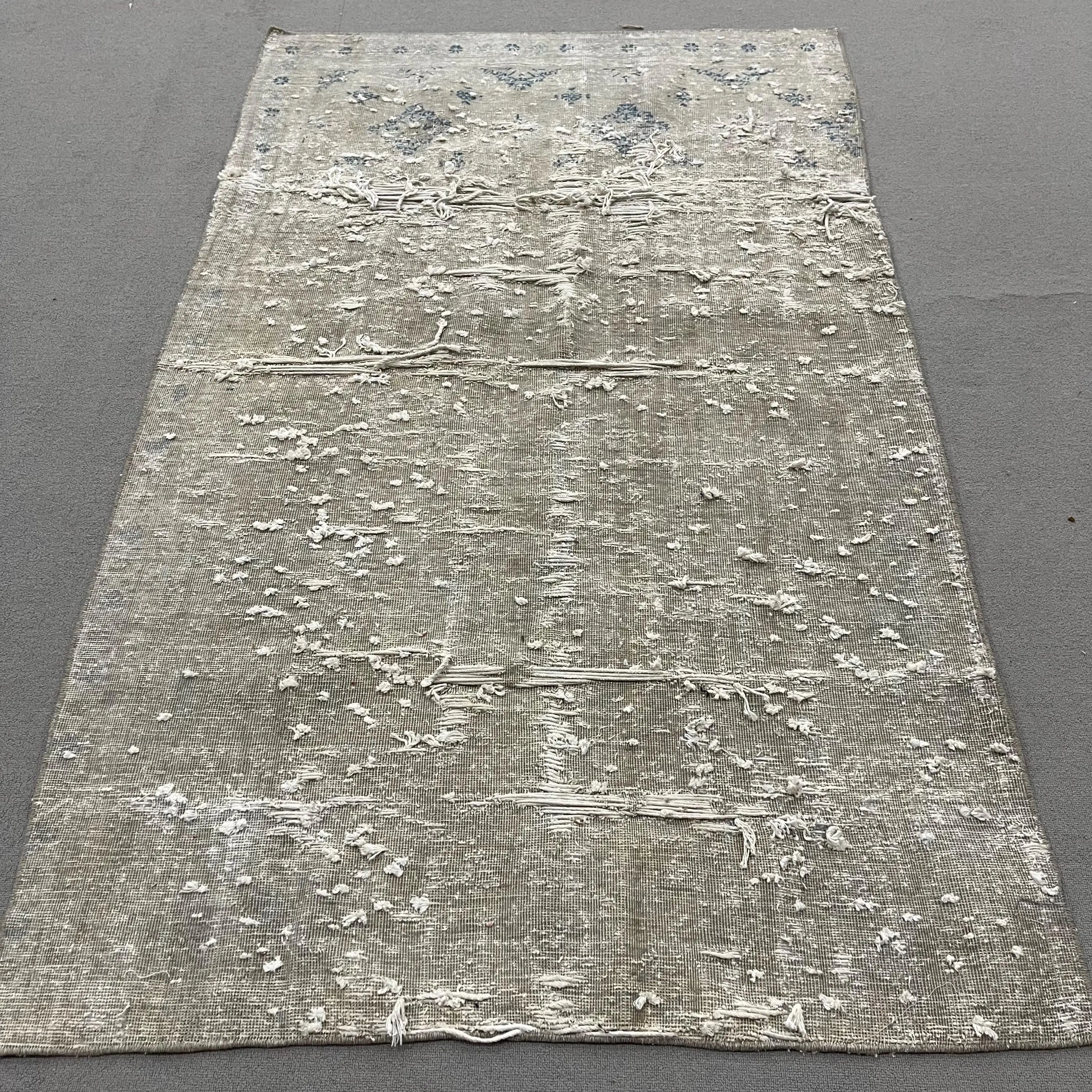 4,1x6,5 ft Vintage Teppich, türkischer Teppich, grauer Wollteppich - 1