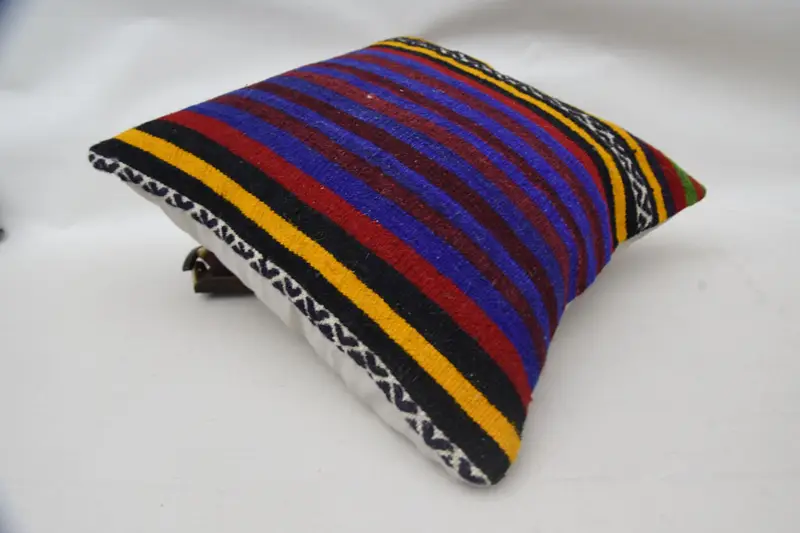 18x18 Blue Pillow Case, Ikat Pillow Cover, Cushion Cover, Vintage Cushion Cover, Vintage Kilim Pillow, Pillow for Couch, Home Decor Pillow - 6