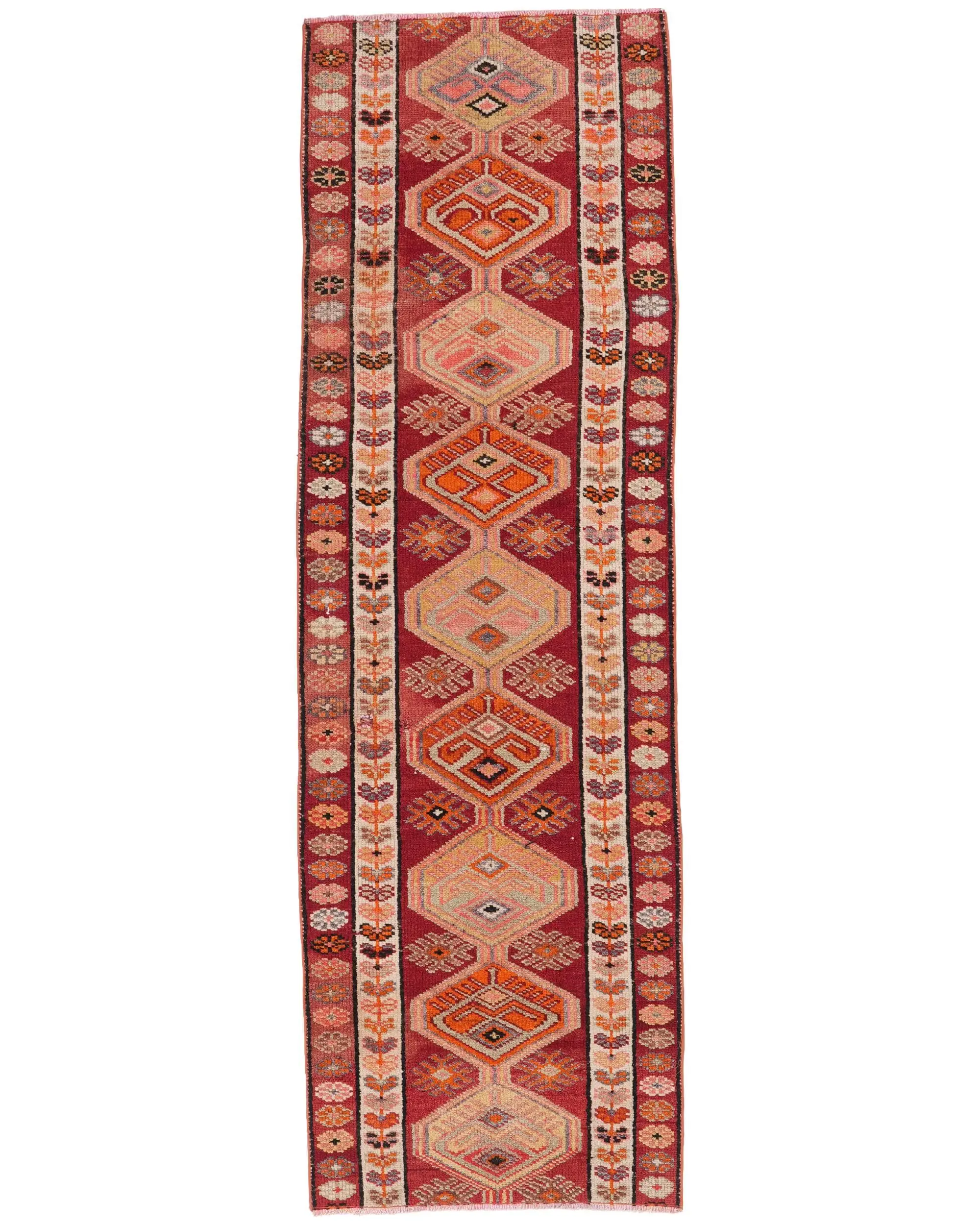 2.8x8.9 ft Runner Turkish Rug, Vintage Rug, Red Orange Oriental Wool Rug - 1