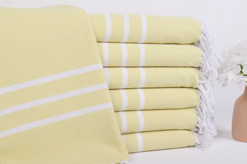 Personalized Turkish Beach Towel Yellow Stripes, 40x71 Inches