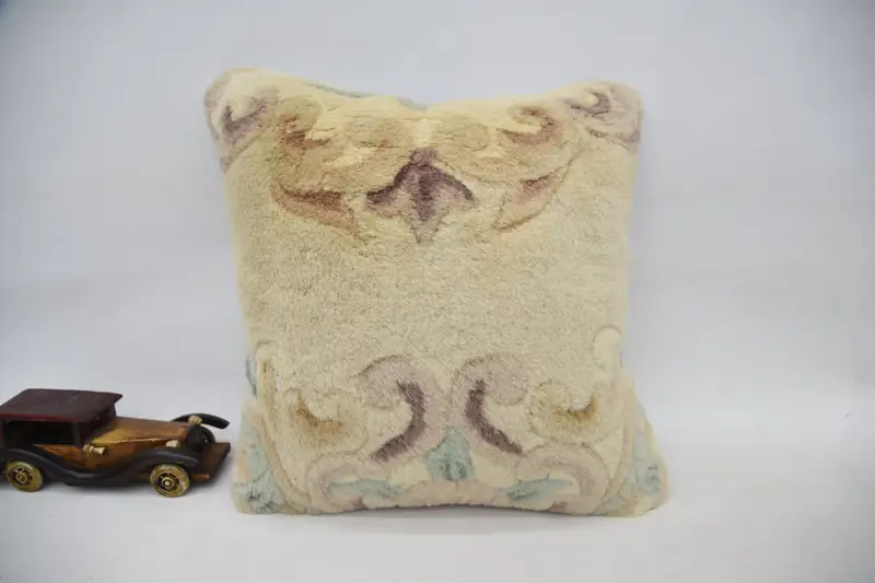 Pillow Sham, Home Decor Pillow, 16x16 Beige Pillow Case, Outdoor Throw Cushion Cover, Handmade Kilim Cushion, Turkish Pillow - 1