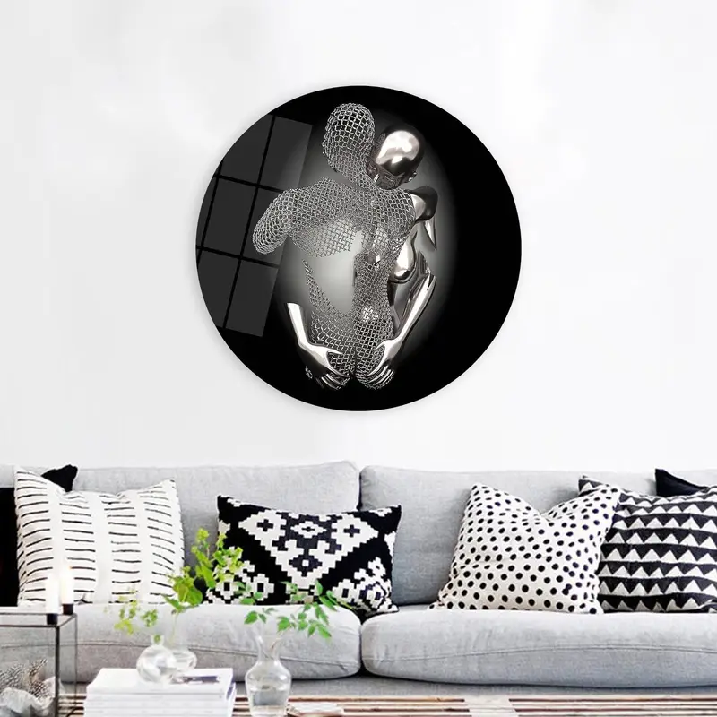 Zeitgenössisches Love Heart Silver Canvas: Trendiges Valentinstagsgeschenk