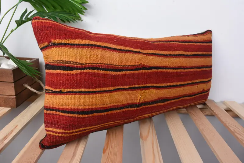 12x24 Red Cushion Case, Vintage Kilim Throw Pillow, Vintage Throw Cushion, Ethnical Kilim Rug Pillow, Cushion Cover, Turkish Kilim Pillow - 5