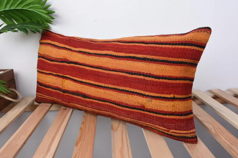 12x24 Red Cushion Case, Vintage Kilim Throw Pillow, Vintage Throw Cushion, Ethnical Kilim Rug Pillow, Cushion Cover, Turkish Kilim Pillow - 4