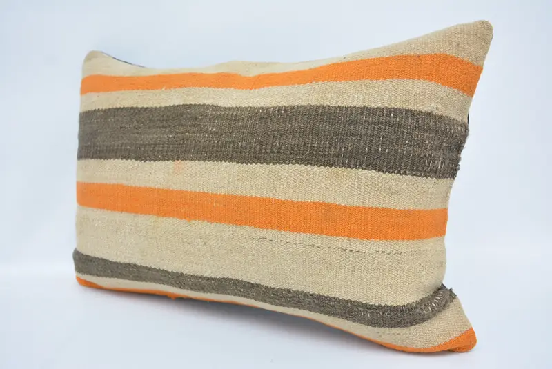 Kilim Pillow Cover, Boho Pillow Sham Cover, Pillow Sham, 16x24 Beige Cushion, Gift Pillow, Car Pillow Sham, Handwoven Pillow Case - 4